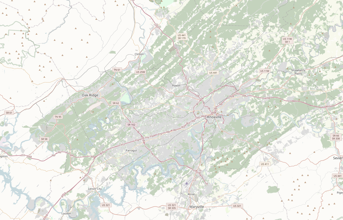 Knoxville metropolitan area map